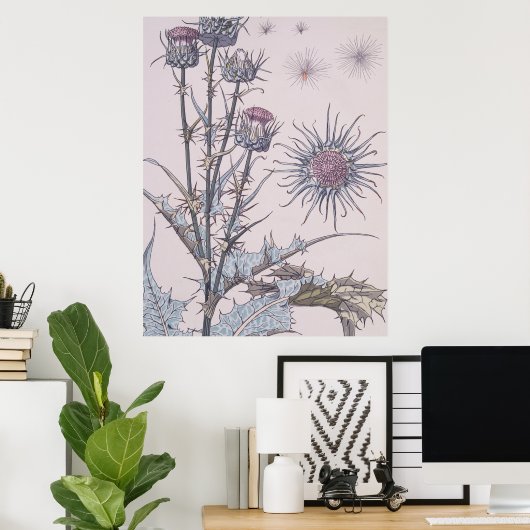 blauwe distel poster (Thuiskantoor)