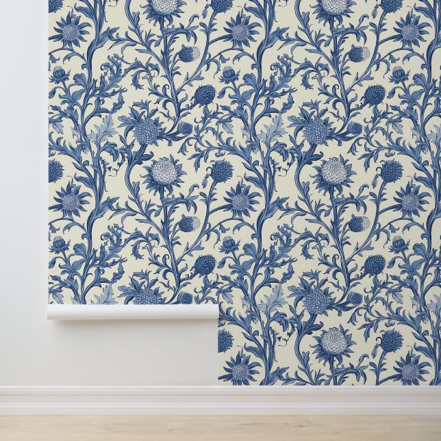 Blauwe Distel Wilde Bloem Bloemen  Behang (Applicatie)