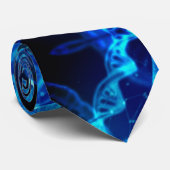 Blauwe DNA-strengen op blauw Stropdas (Opgerold)