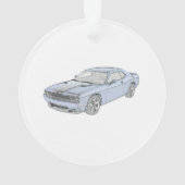Blauwe Dodge Challenger Musculair Tekenen van potl Ornament (achterkant)