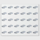 Blauwe Dodge Challenger Pencil Stijltekening Cadeaupapier (Vlak)