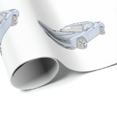 Blauwe Dodge Challenger Pencil Stijltekening Cadeaupapier (Rol Hoek)