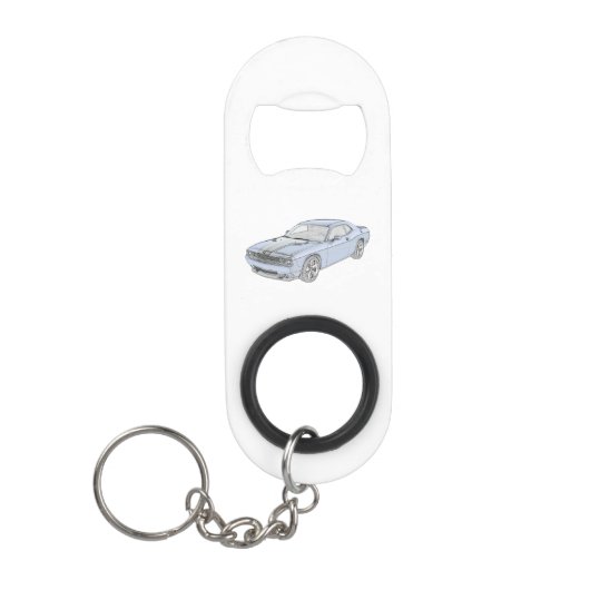 Blauwe Dodge Challenger Sleutelhanger Flessenopener (Voorkant)