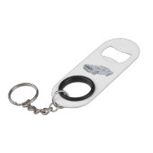 Blauwe Dodge Challenger Sleutelhanger Flessenopener (Voorkant Gekanteld)