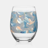 Blauwe doezelaar wijnglas zonder voet (Rechts)