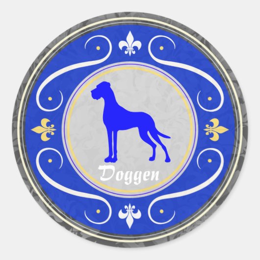 Blauwe Dog Ronde Sticker (Voorkant)
