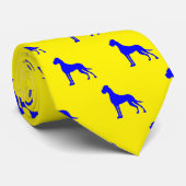 Blauwe Dog Silhouet Heren Das (Opgerold)