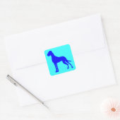 Blauwe Dog Vierkante Sticker (Envelop)