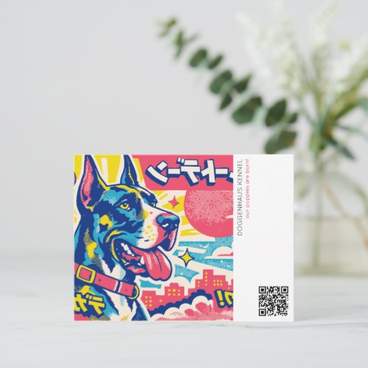Blauwe Dogue de Bordeaux Aankondiging  Briefkaart (Staand voorkant)