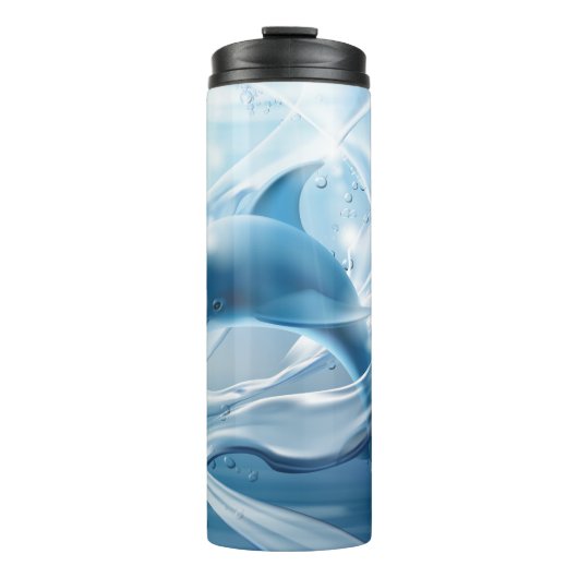 Blauwe dolfijn, aangepaste naam tumbler thermosbeker (Voorkant)