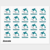 Blauwe Dolfijn Bedankt Vierkante Sticker (Vel)