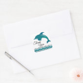 Blauwe Dolfijn Bedankt Vierkante Sticker (Envelop)