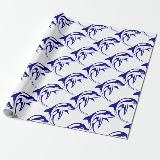 Blauwe dolfijn cadeaupapier (Uitgerold)