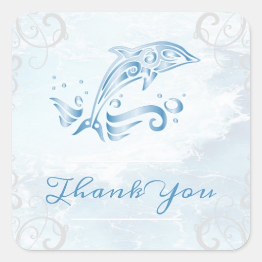 Blauwe dolfijn Dank je Stickers (Voorkant)