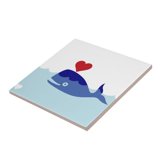 Blauwe dolfijn en golven tegeltje (Zijkant)