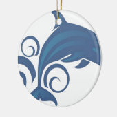 Blauwe dolfijn keramisch ornament (Links)
