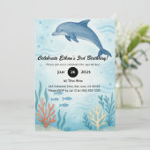 Blauwe Dolfijn & Kleurrijke Koraalrif Verjaardag Kaart (Staand voorkant)