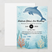 Blauwe Dolfijn & Kleurrijke Koraalrif Verjaardag Kaart (Voorkant / Achterkant)