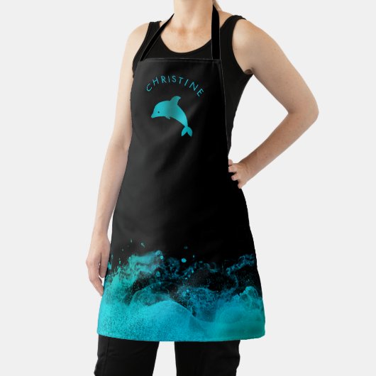 Blauwe dolfijn logo schort (Insitu)