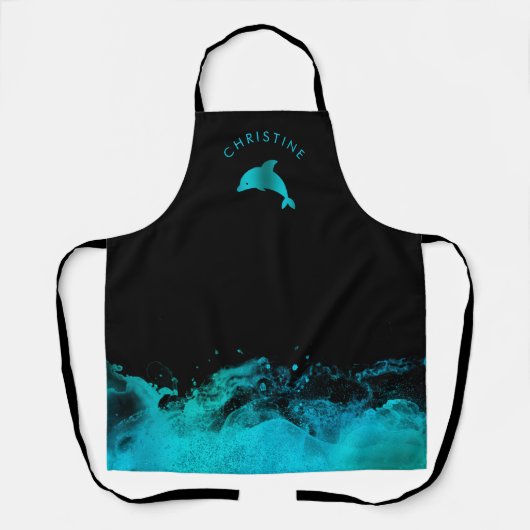 Blauwe dolfijn logo schort (Voorkant)