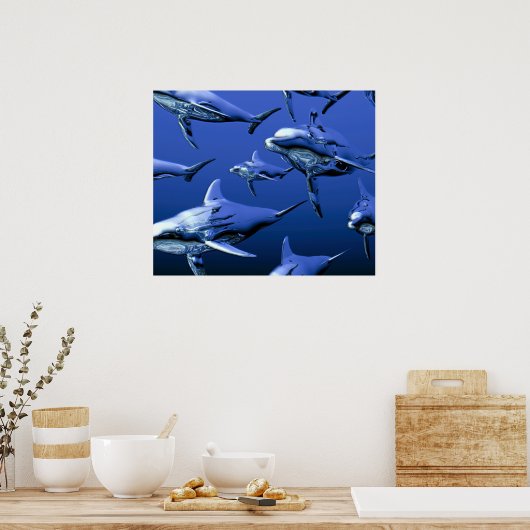 Blauwe dolfijn poster (Keuken)