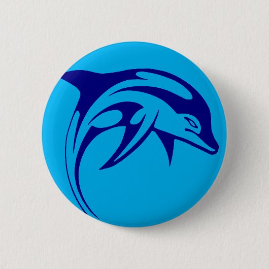 Blauwe dolfijn ronde button 5,7 cm (Voorkant)