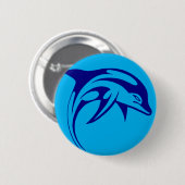 Blauwe dolfijn ronde button 5,7 cm (Voorkant /achterkant)