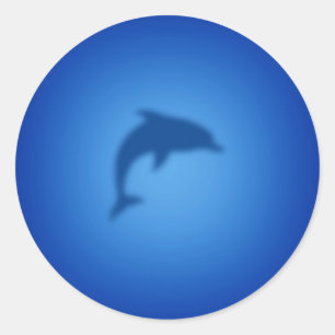 Blauwe dolfijn ronde sticker