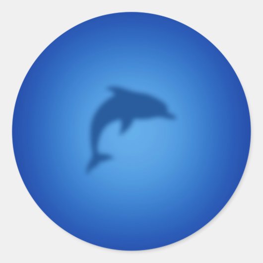 Blauwe dolfijn ronde sticker (Voorkant)