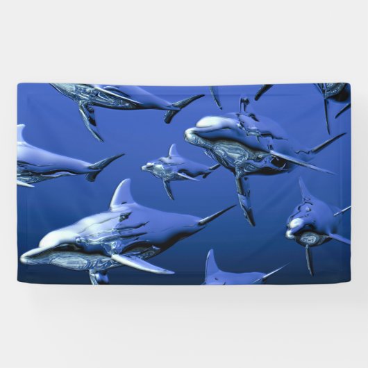 Blauwe dolfijn spandoek (Horizontaal)