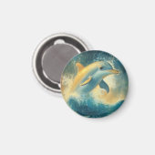 Blauwe Dolfijn springen in golven Magneet (Voorkant / Achterkant)