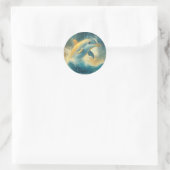 Blauwe Dolfijn springen in golven Ronde Sticker (Tas)