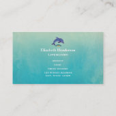 Blauwe dolfijn springt over kleurrijk water visitekaartje (Achterkant)