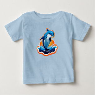 Blauwe Dolfijn Springt Over Oceaangolven