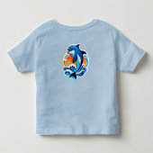 Blauwe Dolfijn Springt Over Oceaangolven Kinder Shirts (Achterkant)