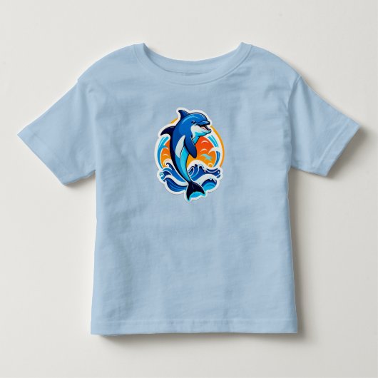 Blauwe Dolfijn Springt Over Oceaangolven Kinder Shirts (Voorkant)