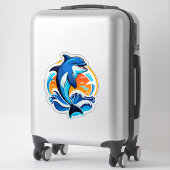 Blauwe Dolfijn Springt Over Oceaangolven Sticker (Koffer)