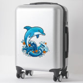 Blauwe Dolfijn Springt Over Oceaangolven Sticker (Koffer)