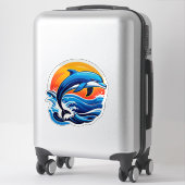 Blauwe Dolfijn Springt Over Oceaangolven Sticker (Koffer)