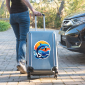 Blauwe Dolfijn Springt Over Oceaangolven Sticker (Koffer Insitu)