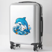 Blauwe Dolfijn Springt Over Oceaangolven Sticker (Koffer)