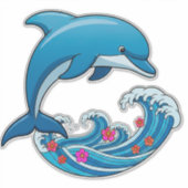 Blauwe Dolfijn Springt Over Oceaangolven Sticker (Voorkant)