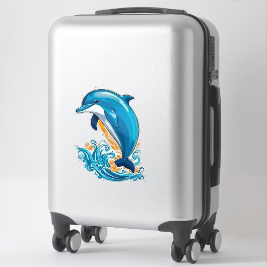 Blauwe Dolfijn Springt Over Oceaangolven Sticker (Koffer)