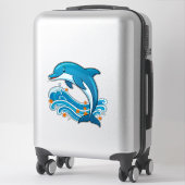 Blauwe Dolfijn Springt Over Oceaangolven Sticker (Koffer)