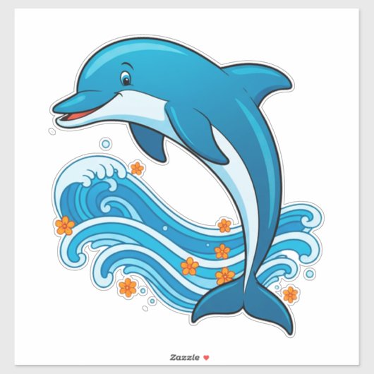 Blauwe Dolfijn Springt Over Oceaangolven Sticker (Vel)