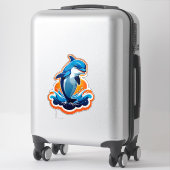 Blauwe Dolfijn Springt Over Oceaangolven Sticker (Koffer)