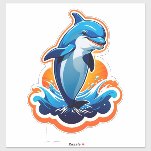 Blauwe Dolfijn Springt Over Oceaangolven Sticker (Vel)