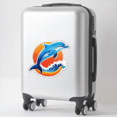 Blauwe Dolfijn Springt Over Oceaangolven Sticker (Koffer)