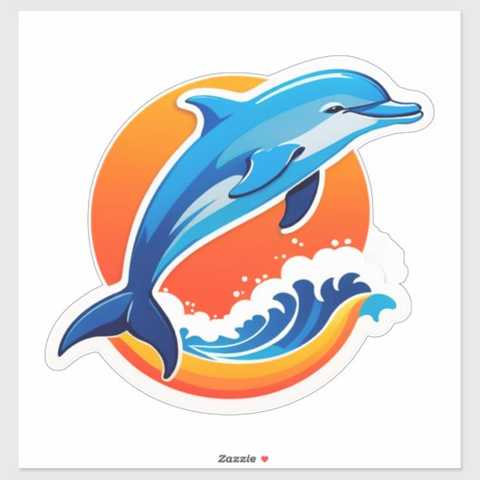 Blauwe Dolfijn Springt Over Oceaangolven Sticker (Vel)