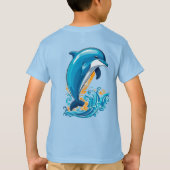 Blauwe Dolfijn Springt Over Oceaangolven T-shirt (Achterkant)